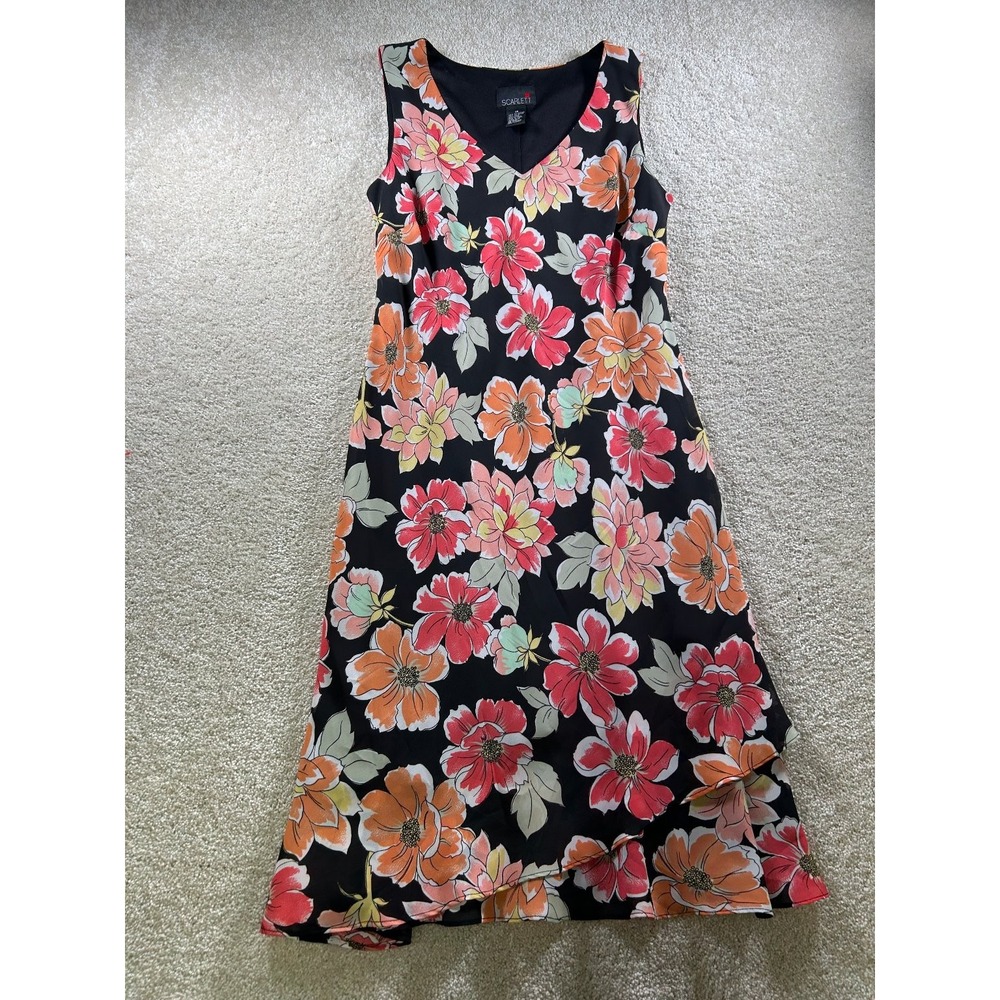 Scarlett Dress Womens Black Floral Sleeveless Size‎ 14 BloomCore Fairy